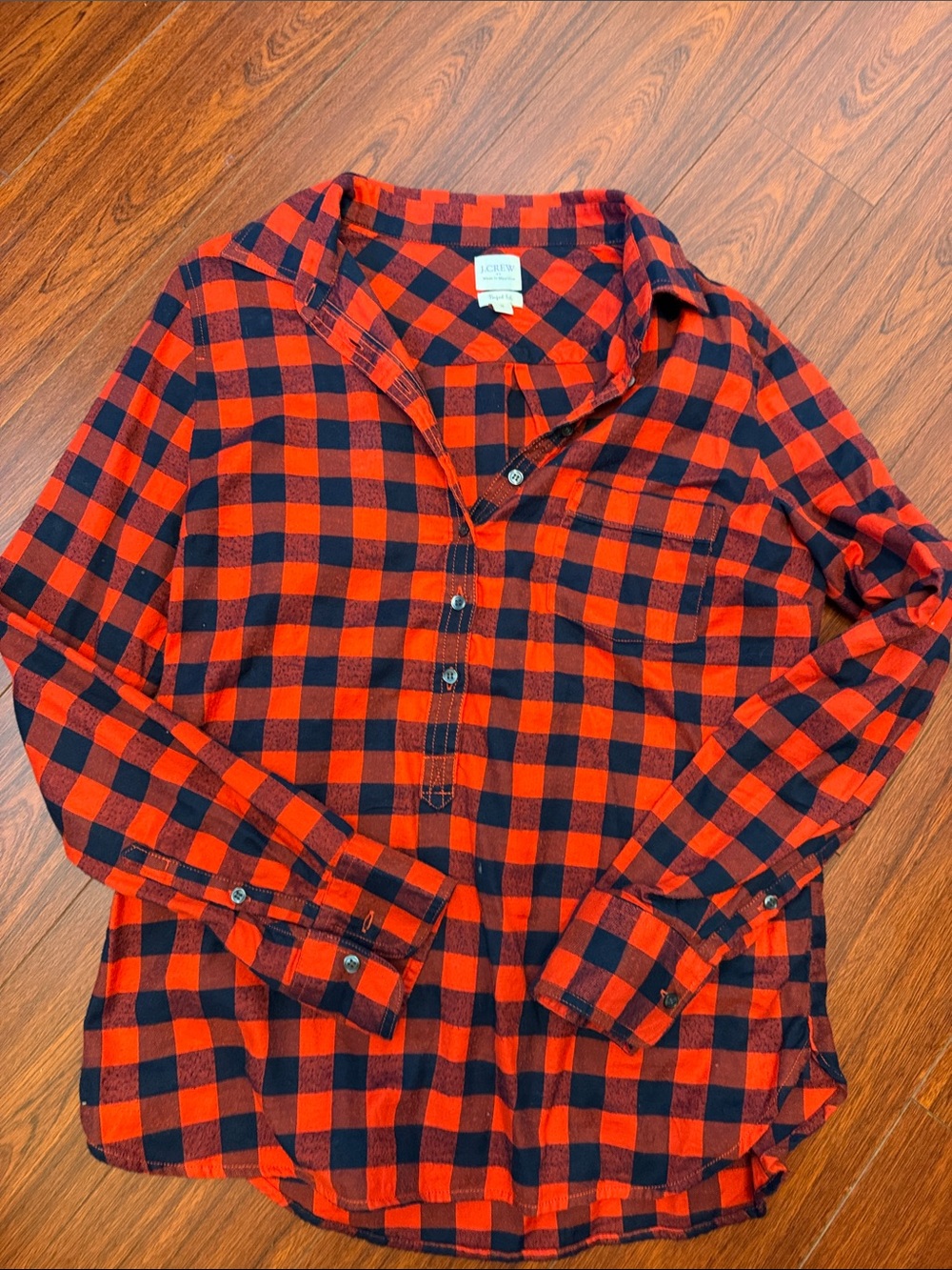 J. Crew Red and Black Plaid Button-Down Flannel Shirt